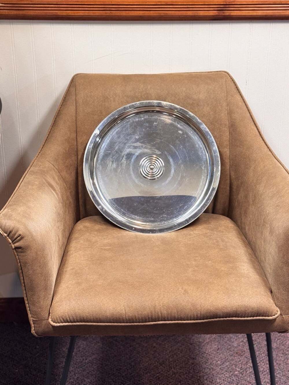 Vintage Mid-Century Chrome Lazy Susan Serving Tray